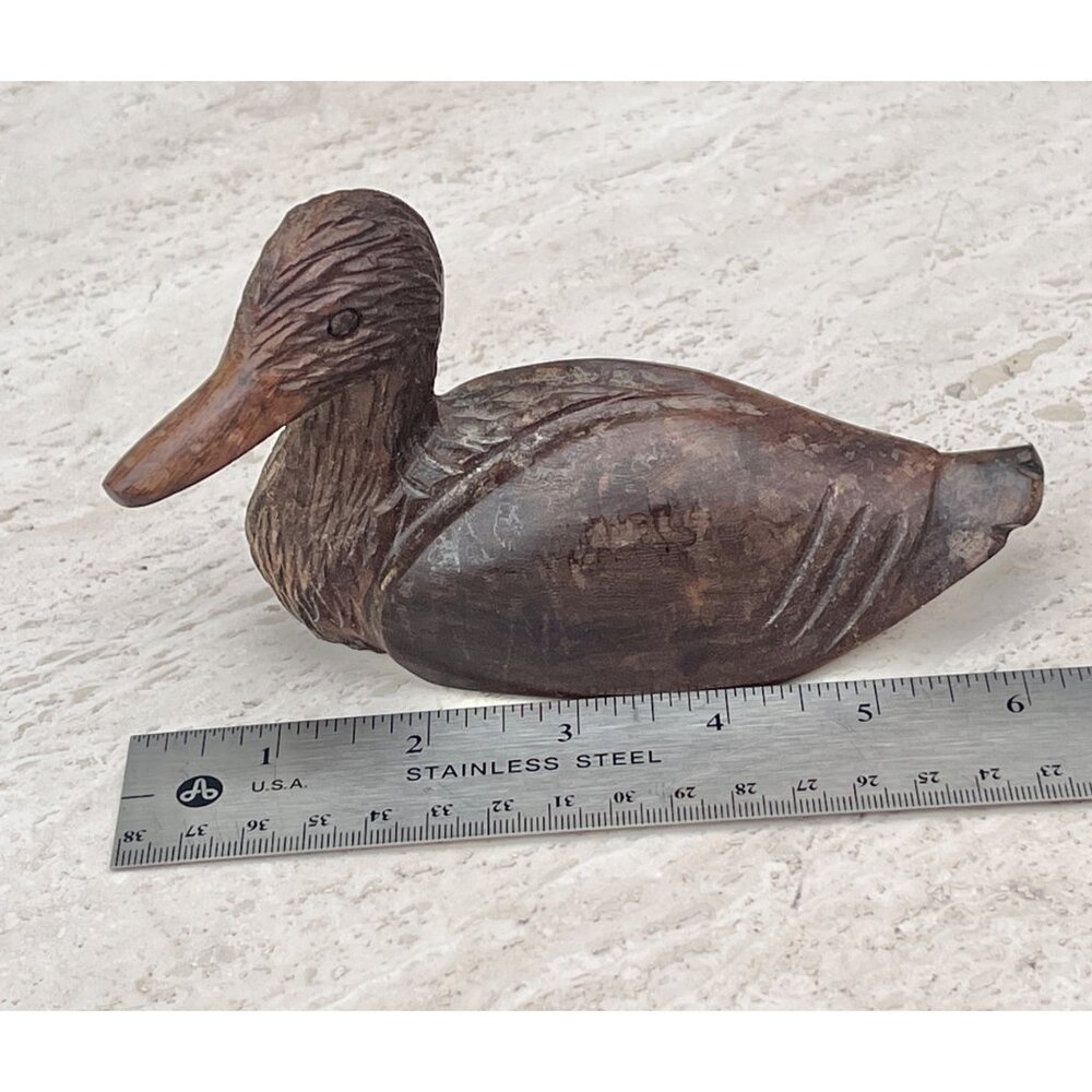 Wooden Duck Decoy Sculpture Hand Carved Rustic Nautical Decor Vintage Hardwood - Picture 4 of 9